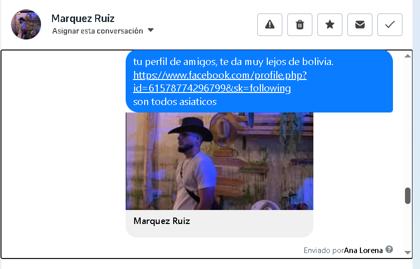 Captura compartida en el chat sobre la foto de perfil